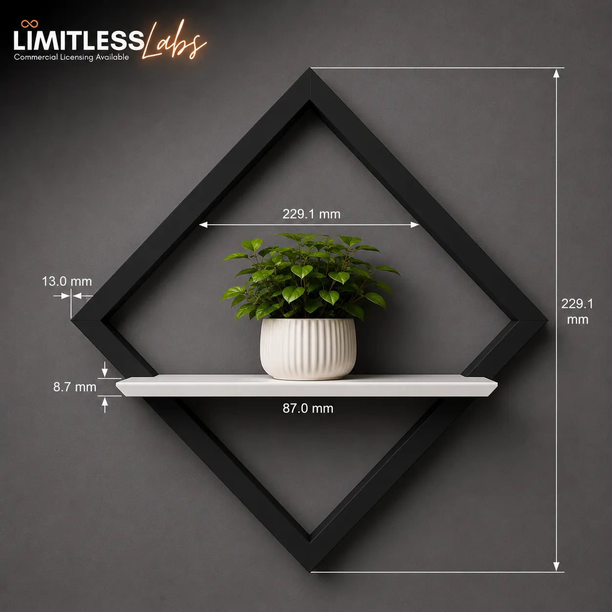 Diamond Bloom Dekoratif Duvar Rafı 3'lü - Geniş Form