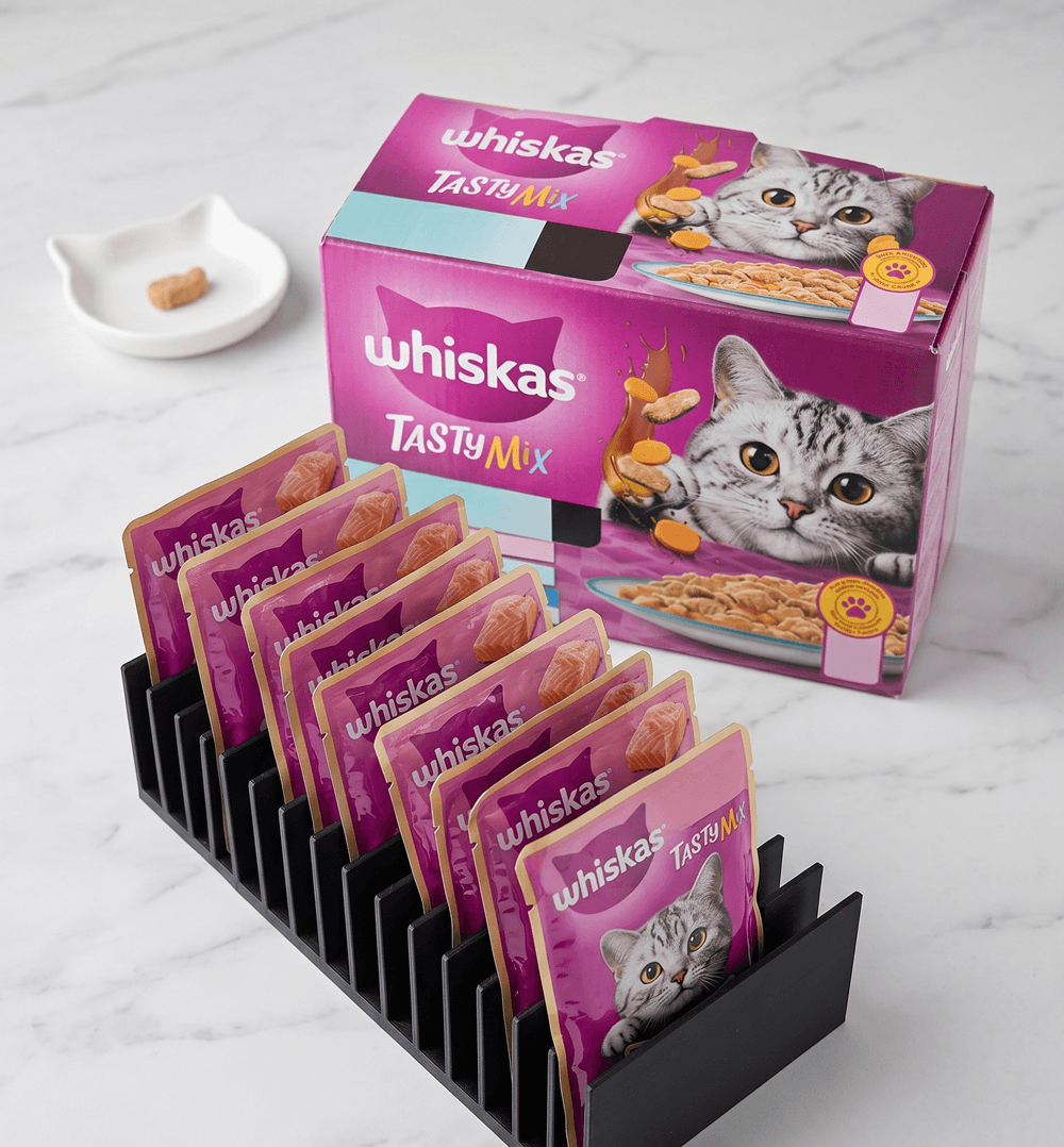 Kedi Mama Paketi Düzenleyici Stand ve Mama Sıkacağı